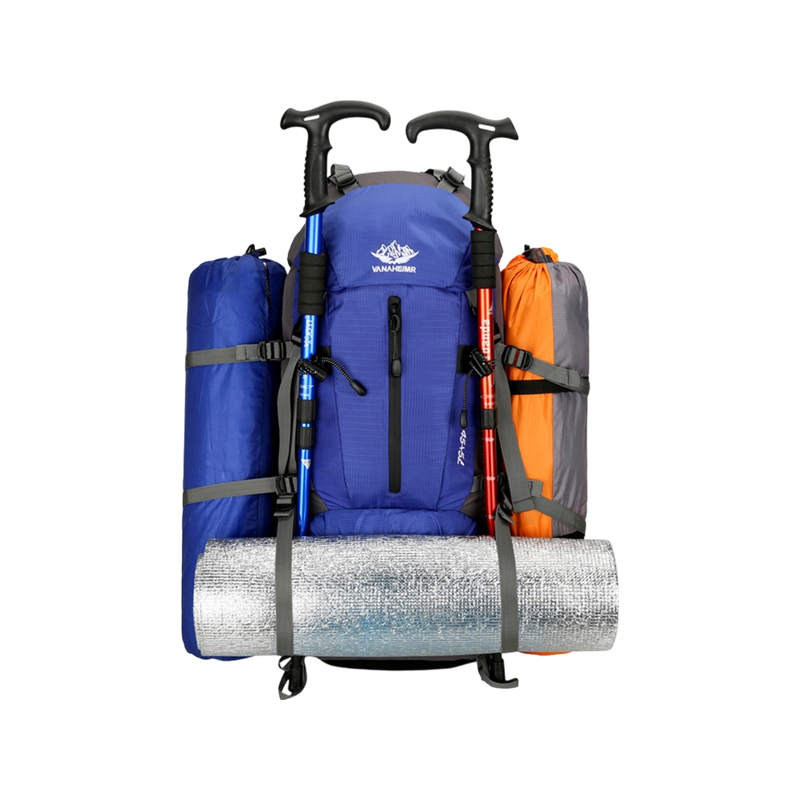 Mochila de montañismo profesional de nailon de gran capacidad, mochila de montañismo deportiva multifuncional de doble hombro