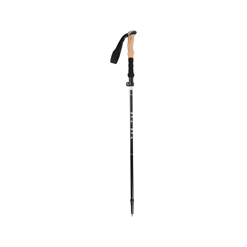 Bastón de trekking telescópico de tres secciones en aleación de aluminio, plegable con bloqueo externo y empuñadura recta Bastón de trekking telescópico de tres secciones en aleación de aluminio, plegable con bloqueo externo y empuñadura recta