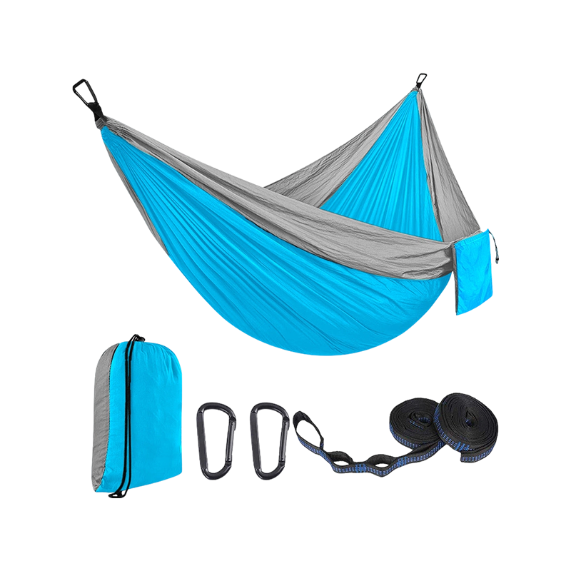 Hamaca de camping para exterior de tela de nailon tipo paracaídas, hamaca colgante de ocio Hamaca de camping para exterior de tela de nailon tipo paracaídas, hamaca colgante de ocio